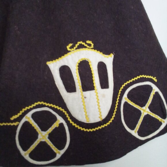 Vintage Handmade Felt Circle Skirt 25" Wasit XS Horse Carriage Brown - Picture 11 of 16